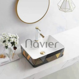 Chậu Lavabo Đặt Bàn Vuông Họa Tiết Tam Giác Navier NV-327