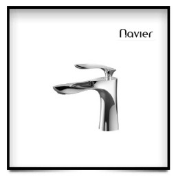 Vòi lavabo nóng lạnh đồng thau xi mạ crome Navier NV-717