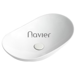 Chậu Lavabo Đặt Bàn Oval Thuyền Trắng Cao Cấp Navier NV-414T