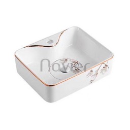 Chậu lavabo đặt bàn vuông họa tiết hoa Navier NV-431