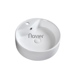 Chậu lavabo tròn đặt bàn sứ trắng Navier NV-401