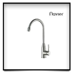 Vòi chén nóng lạnh thân tròn cong đầu bi inox304 Navier NV-205