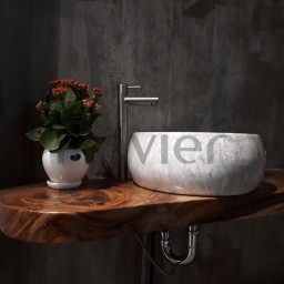 Chậu lavabo tròn đặt bàn sứ giả đá nâu đỏ Navier NV-451