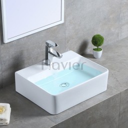 Chậu lavabo sứ trắng đặt bàn cao cấp Navier NV-409