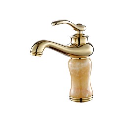 Vòi lavabo nóng lạnh mạ vàng cổ ngọc phong cách châu âu Navier NV-721