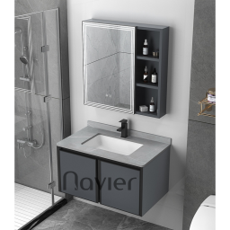  Bộ Tủ Chậu Lavabo Nhôm Kèm Tủ Gương Cao Cấp Navier NV-558