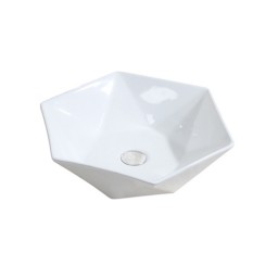 Chậu lavabo lục giác đặt bàn sứ trắng Navier NV-405