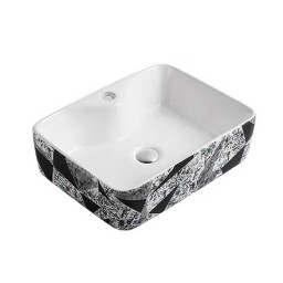 Chậu lavabo vuông đặt bàn họa tiết Navier NV-408