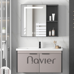 Bộ Tủ Chậu Lavabo Nhôm Kèm Tủ Gương Navier Cao Cấp NV-559