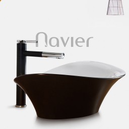 Chậu lavabo đặt bàn đen hình tàu biển cao cấp Navier NV-427