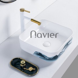 Chậu Lavabo Đặt Bàn Hoa Văn Cao Cấp Navier NV-350