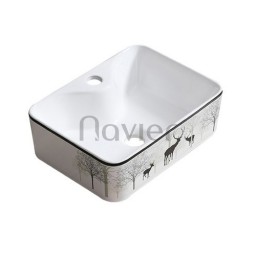 Chậu lavabo đặt bàn vuông hoa văn hươu Navier NV-433