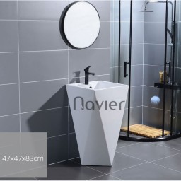 Chậu Lavabo Kim Cương Đặt Sàn Trắng NV-342