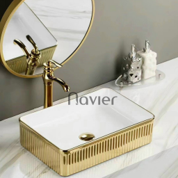 Chậu Lavabo Đặt Bàn Hình Chữ Nhật Màu Trắng Cao Cấp Navier NV-392TV