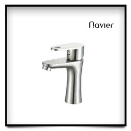 Vòi lavabo nóng lạnh eo inox304 Navier NV-701 (15cm)