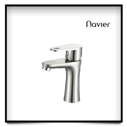 Vòi lavabo nóng lạnh eo inox304 Navier NV-705 (20cm)