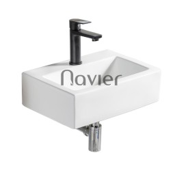 Chậu Lavabo Treo Tường Men Sứ Cao Cấp Hình Chữ Nhật Navier NV-400N