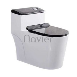 Bồn cầu 1 khối nắp đen nút lệch Navier NV-1006