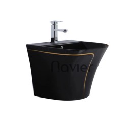 Lavabo Treo Tường Màu Đen Viền Vàng Cao Cấp Navier NV-422D